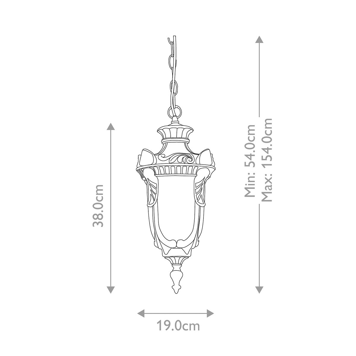 Philadelphia 1 Light Medium Chain Lantern - Old Bronze IP44 E27