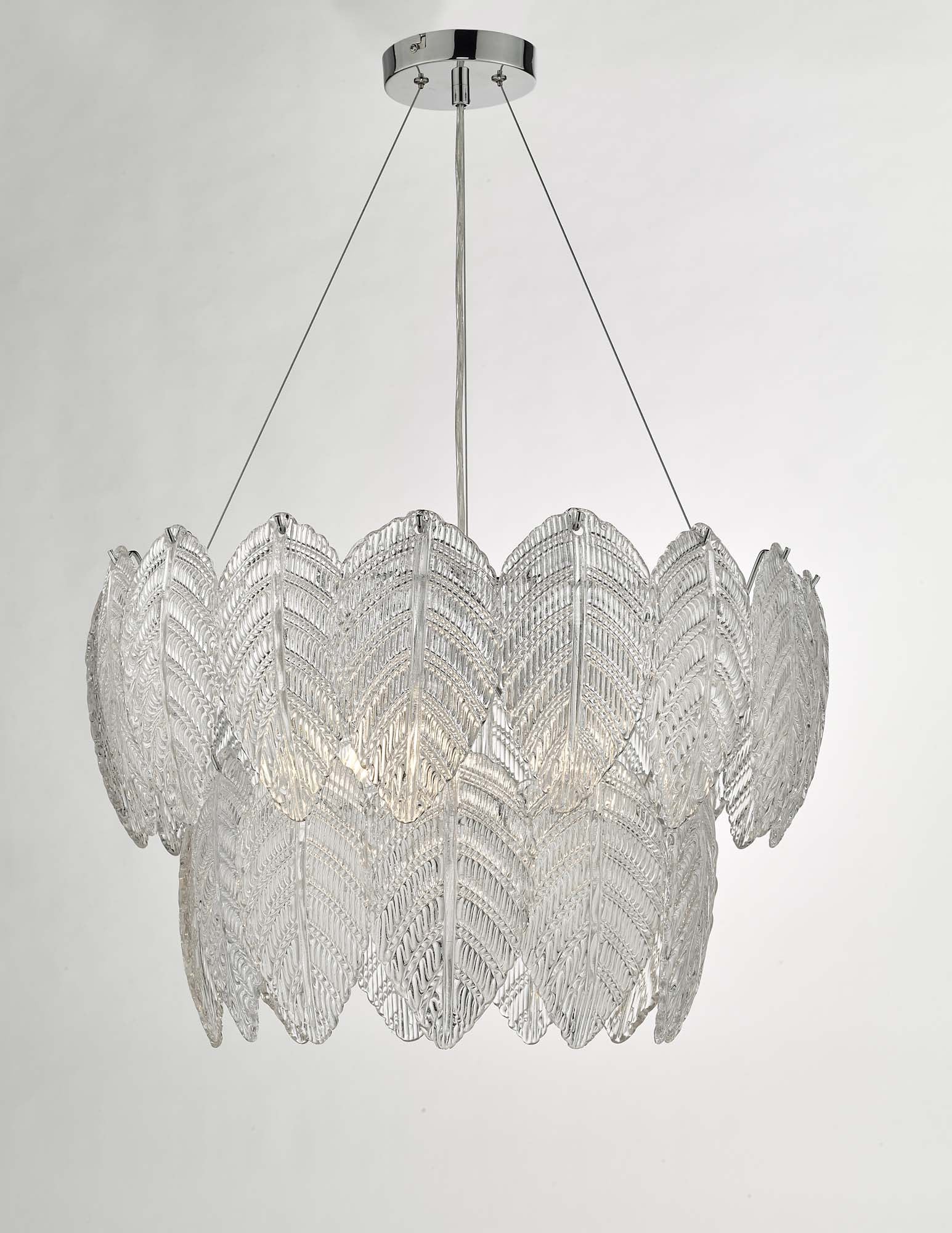 Phillipa 3 Light Crystal Ceiling Light Textured Glass & Polished Chrome