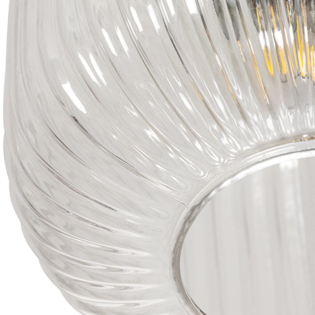 Quebec Ribbed Glass Bathroom Flush Ceiling Light – Chrome/ Satin Brass