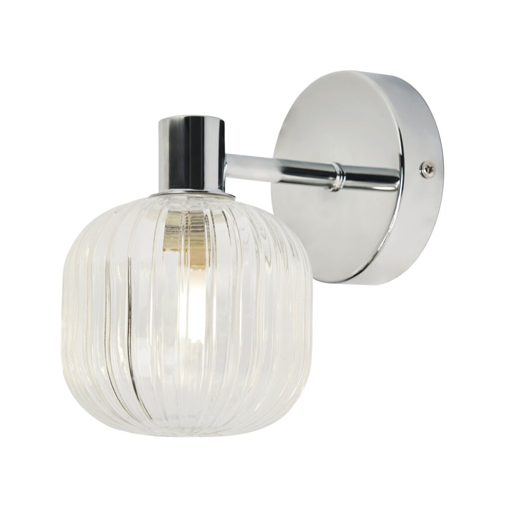 Scala 1lt Ribbed Bathroom Wall Light IP44- Chrome/ Satin Brass