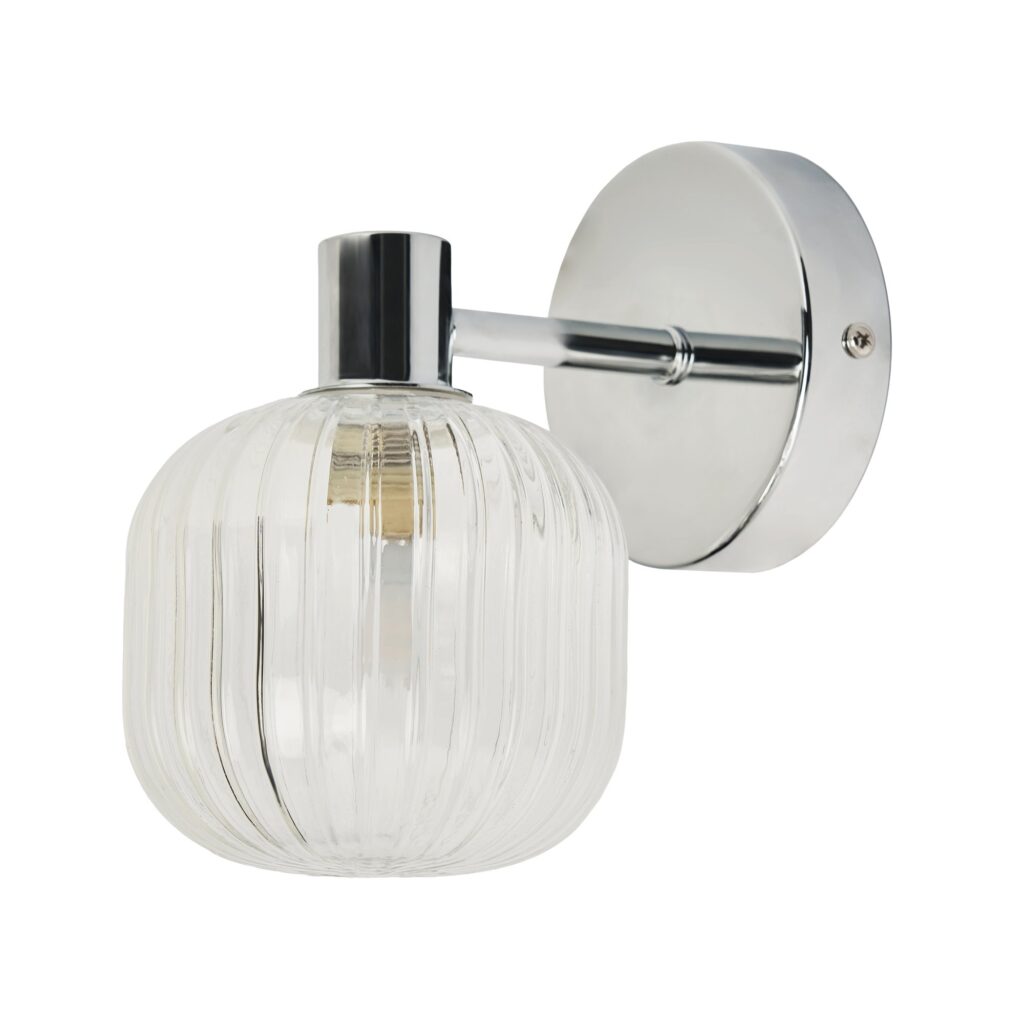 Scala 1lt Ribbed Bathroom Wall Light IP44- Chrome/ Satin Brass