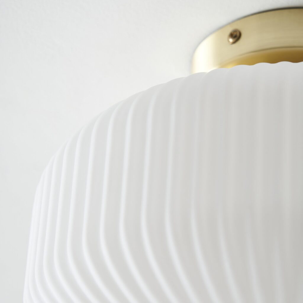 Scala 1lt Ribbed Flush Bathroom Light- Satin Brass/ Chrome