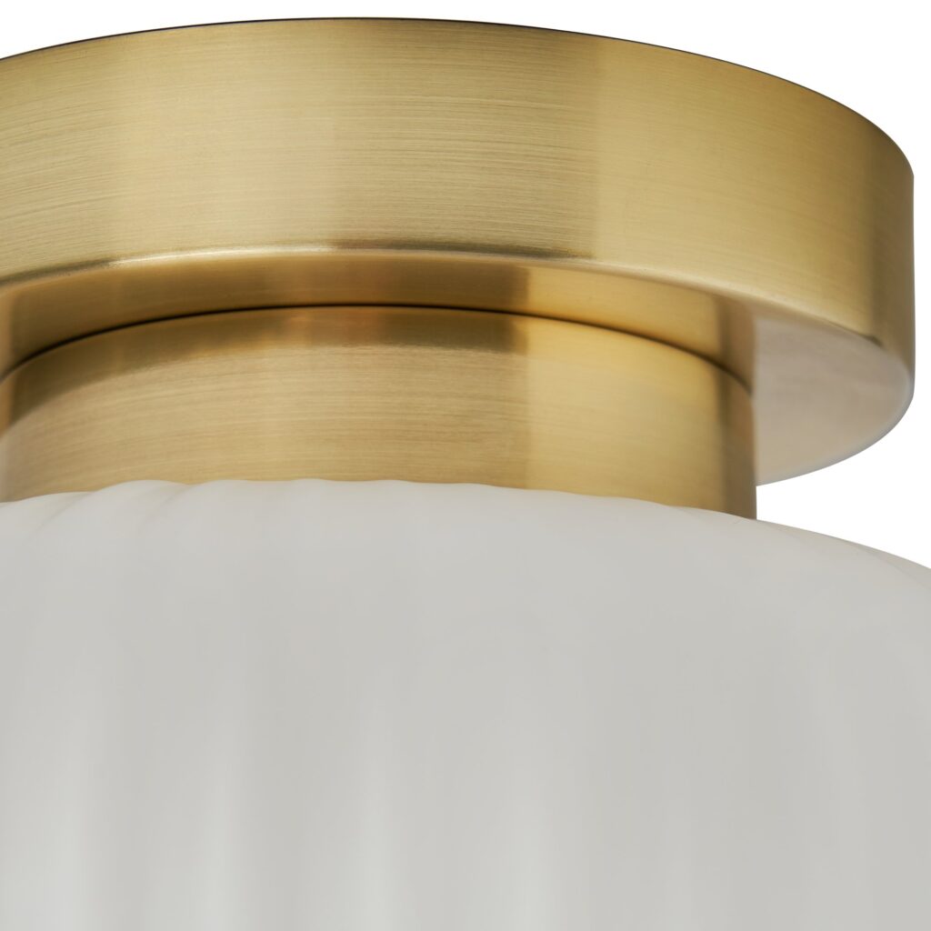Quebec Ribbed Glass Bathroom Flush Ceiling Light – Chrome/ Satin Brass