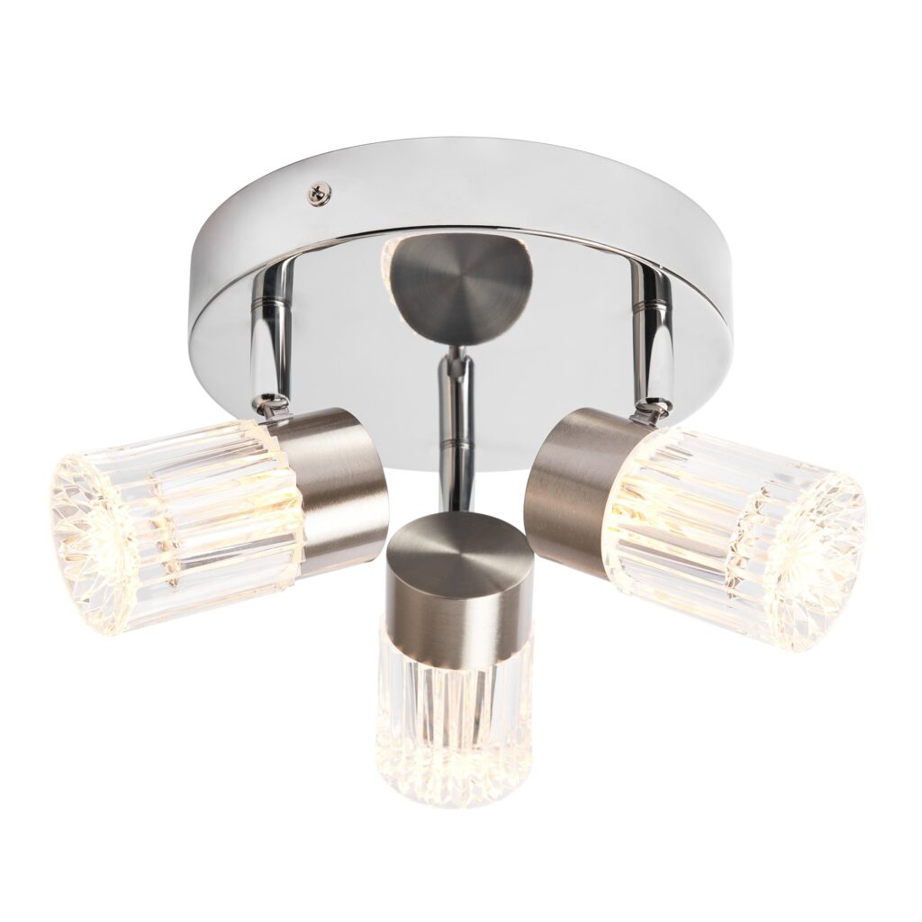 Bizet 15w LED 3light Plate Adjustable Spot CCT- Satin Brass/ Chrome