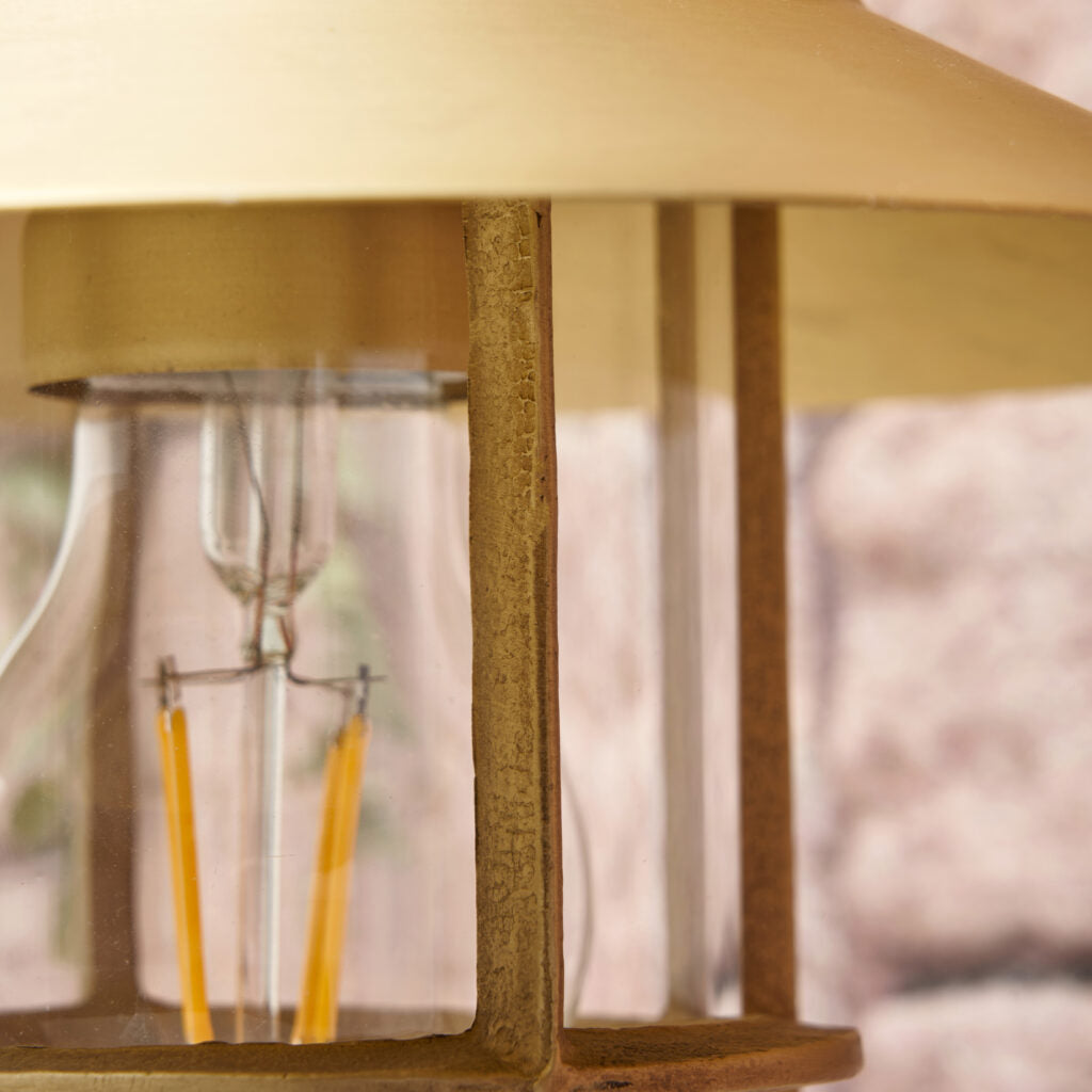 Napier Solid Brass Curved Arm Caged Wall Light – Bronze/ Brass