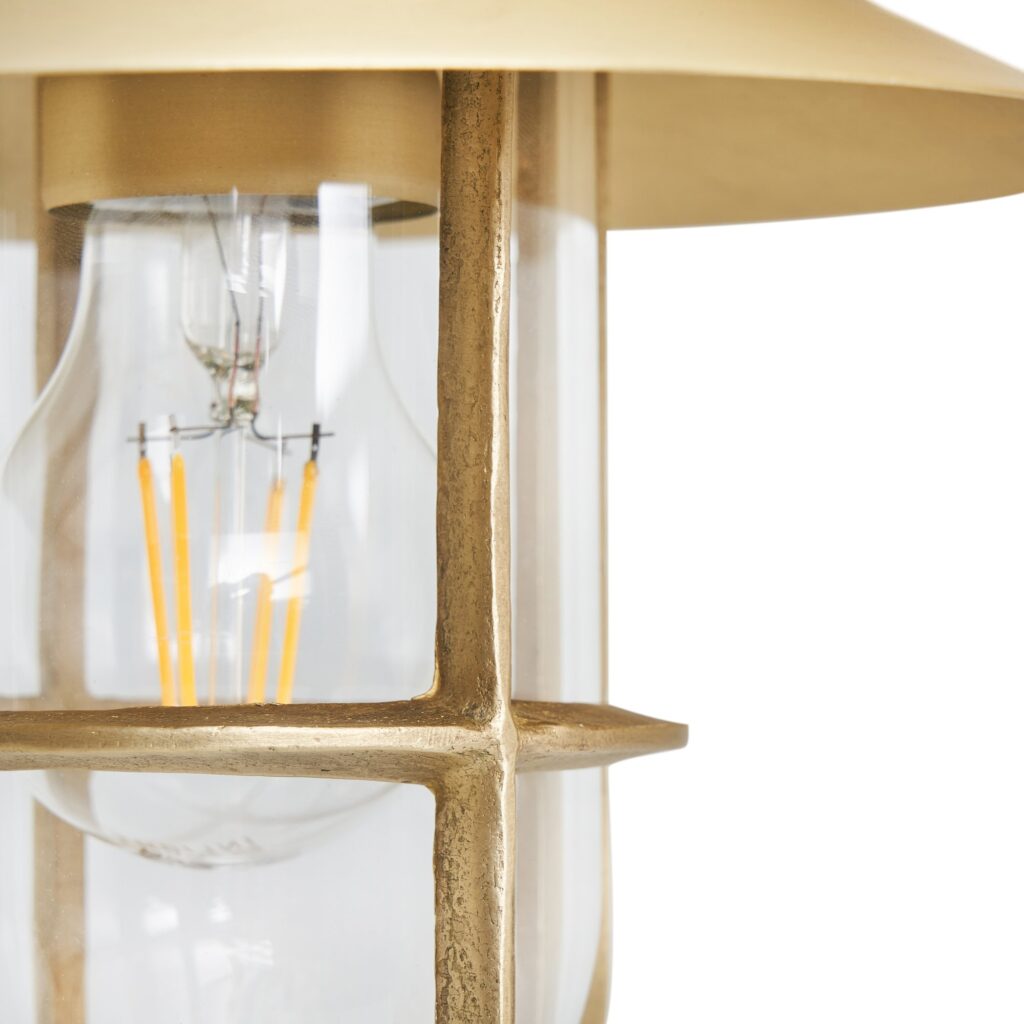 Napier Solid Brass Curved Arm Caged Wall Light – Bronze/ Brass