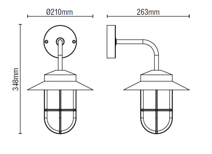Napier Solid Brass Curved Arm Caged Wall Light – Bronze/ Brass