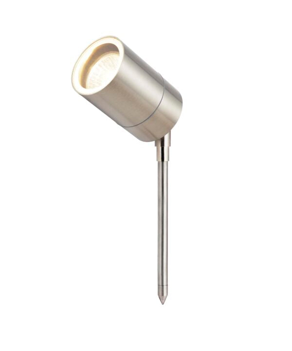 Leto Outdoor Spike Light- Black/ Stainless Steel Finish
