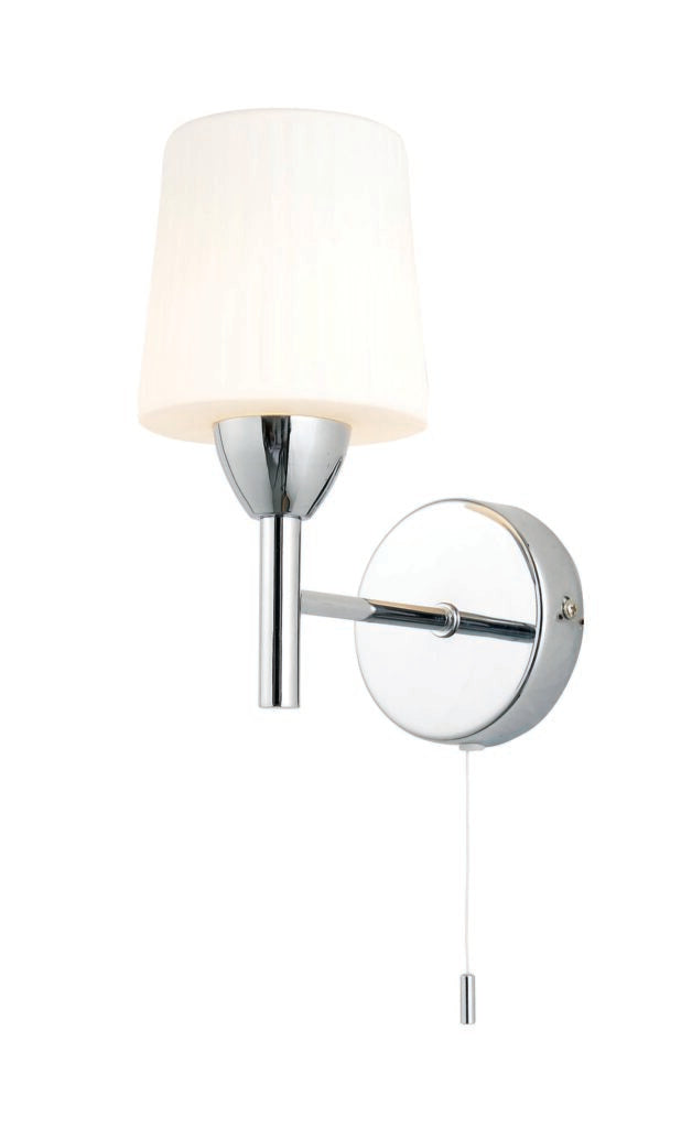 Aquarius Ribbed Opal Glass Bathroom Wall Light