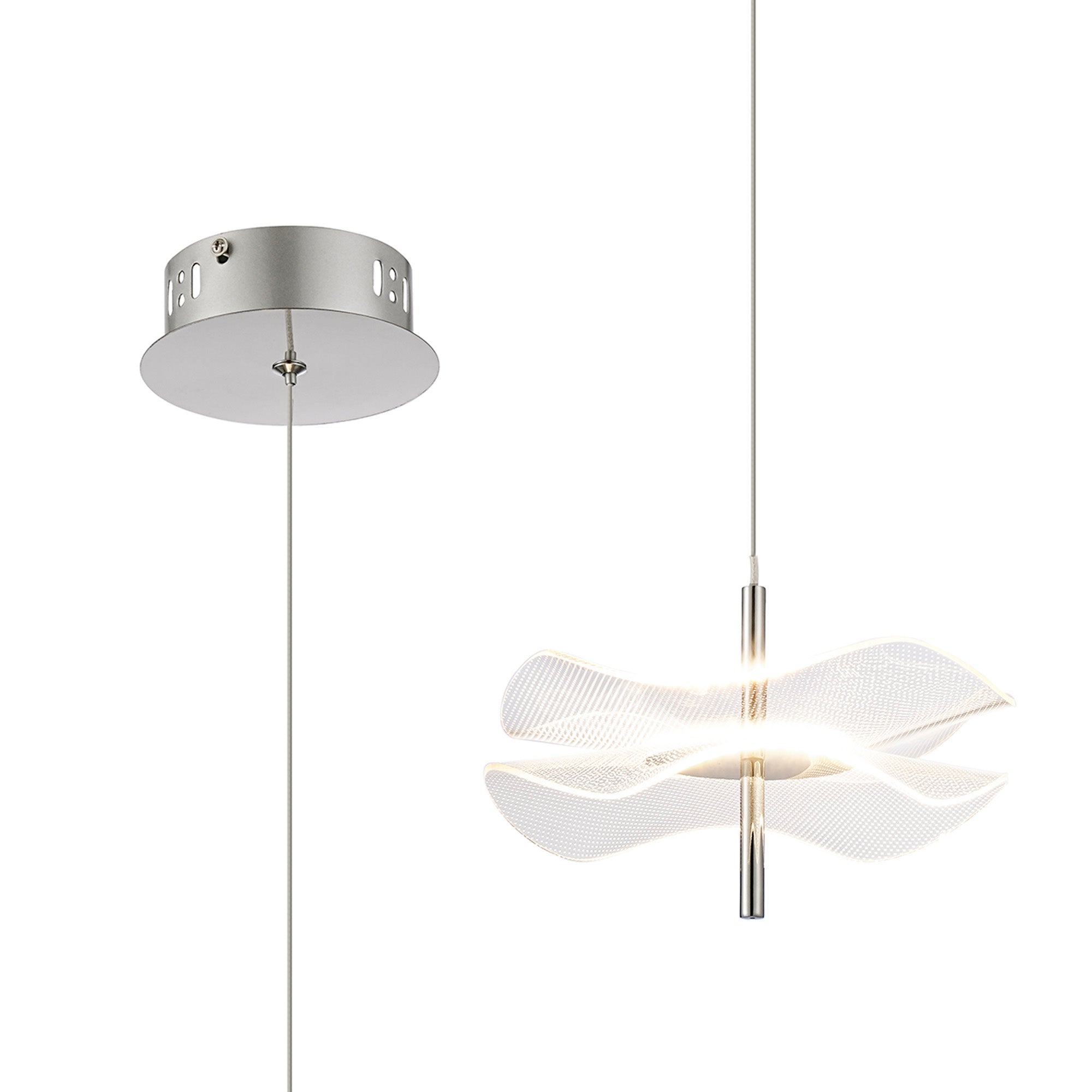 Pisa LED Hanging Light, 1 x 6W LED, 4000K, 460lm, Polished Chrome, 3yrs Warranty