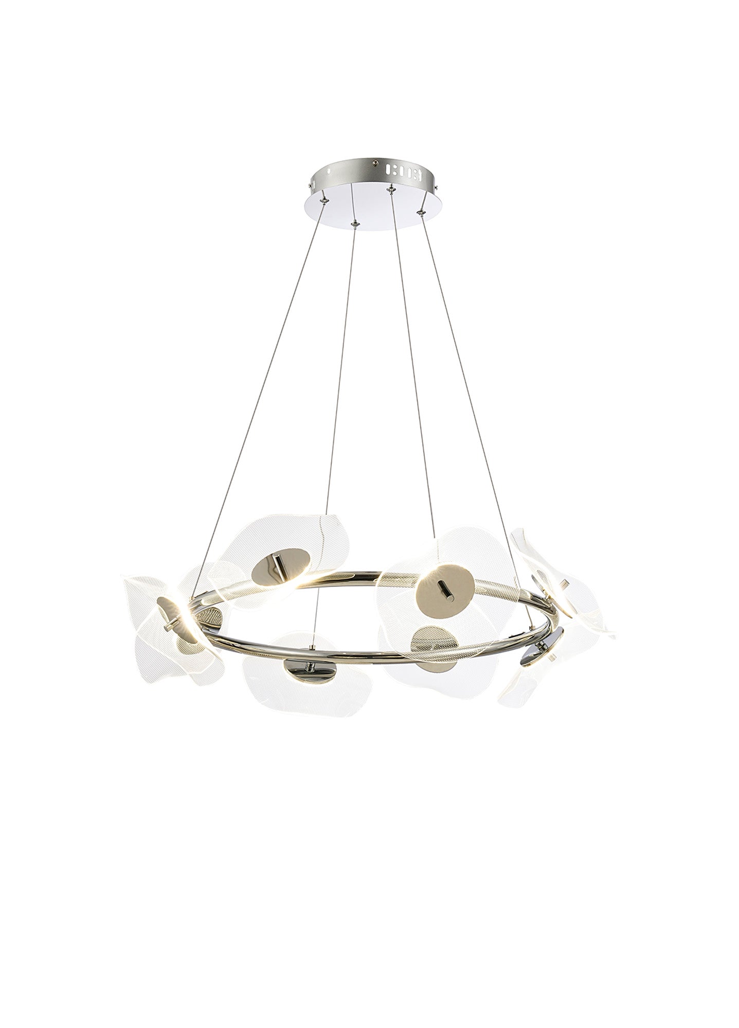 Pisa Ring LED Hanging Light, 8/12 x 6W LED, 4000K ,3700lm, Polished Chrome, 3yrs Warranty