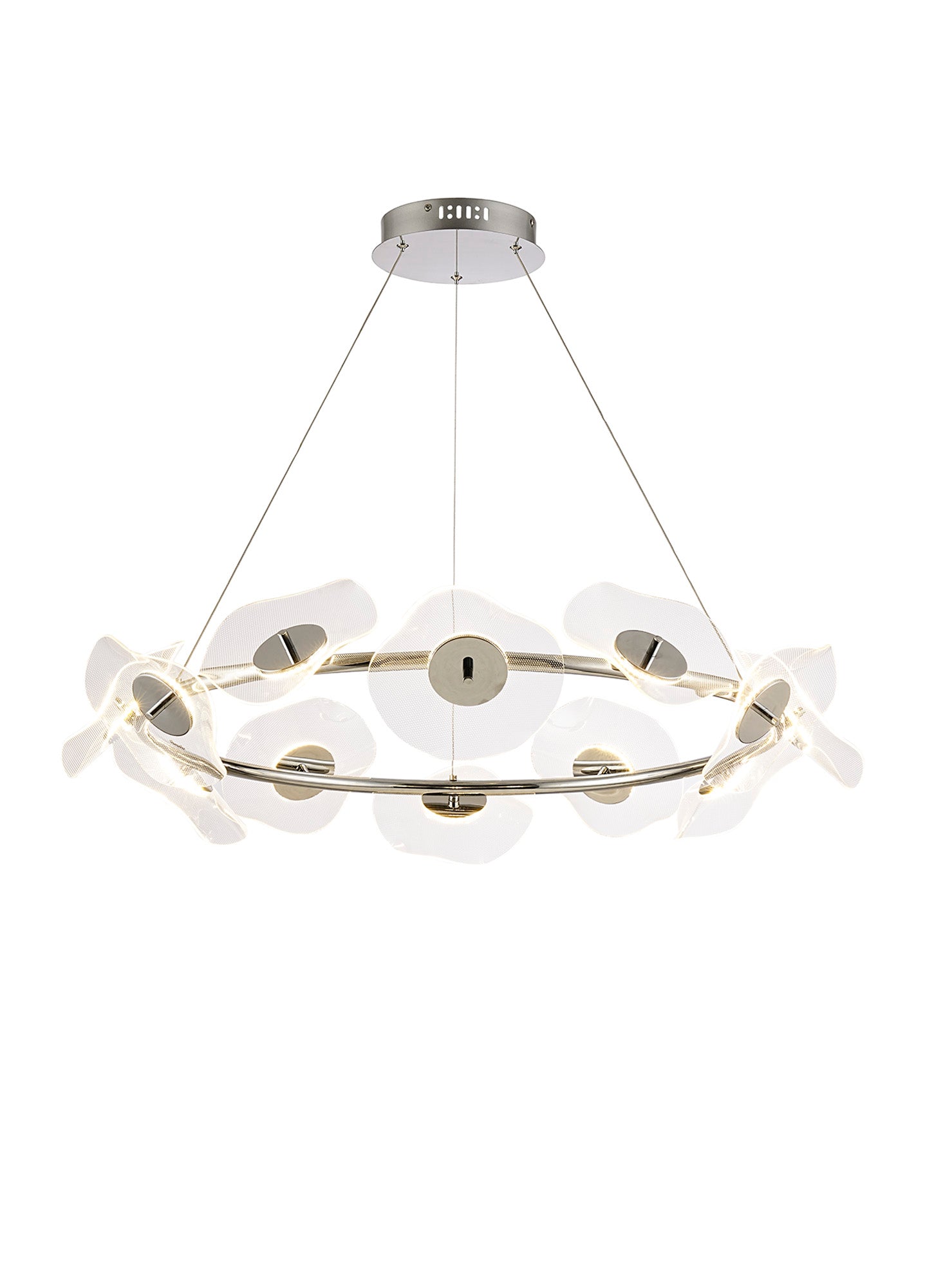 Pisa Ring LED Hanging Light, 8/12 x 6W LED, 4000K ,3700lm, Polished Chrome, 3yrs Warranty