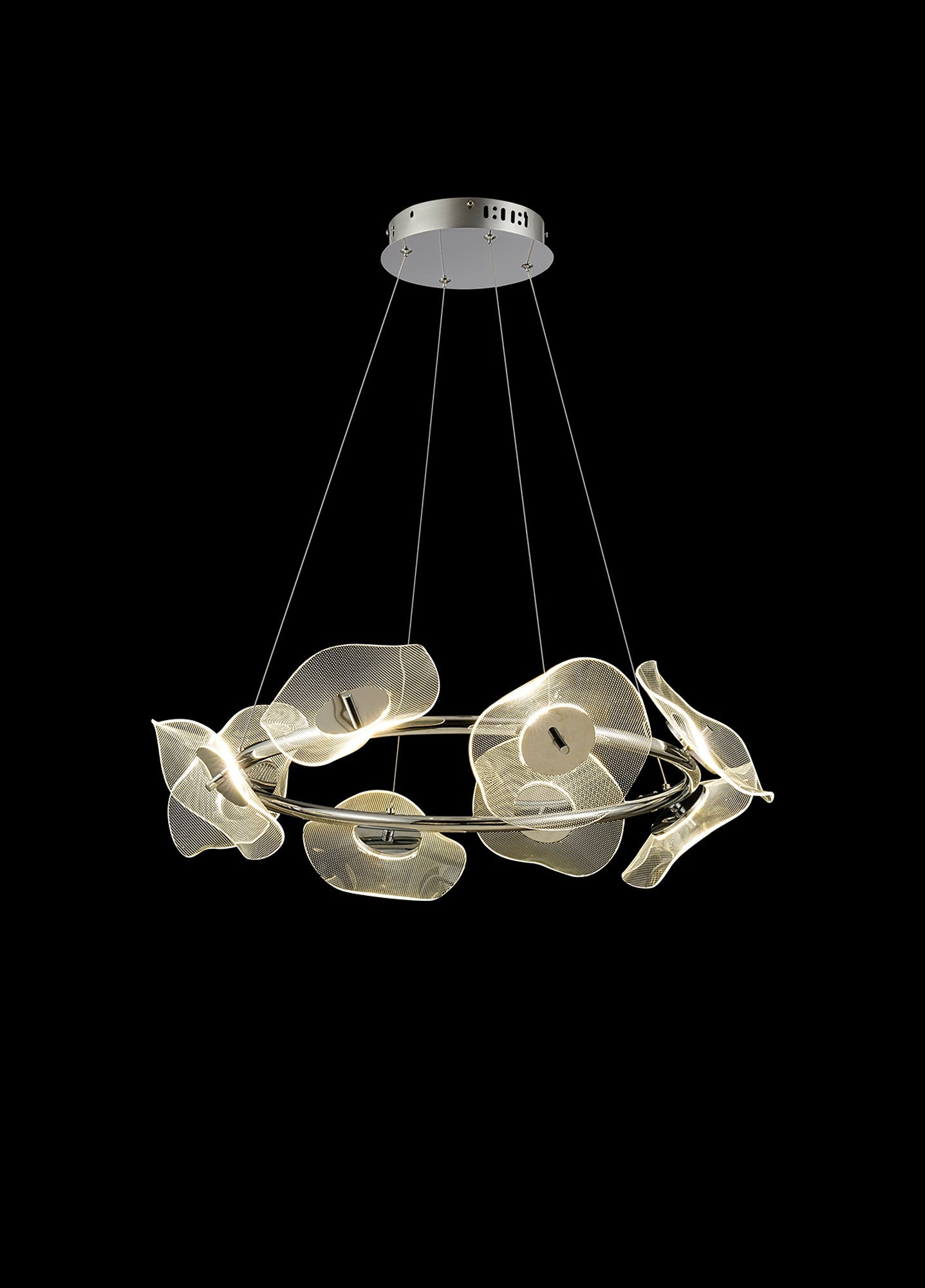 Pisa Ring LED Hanging Light, 8/12 x 6W LED, 4000K ,3700lm, Polished Chrome, 3yrs Warranty