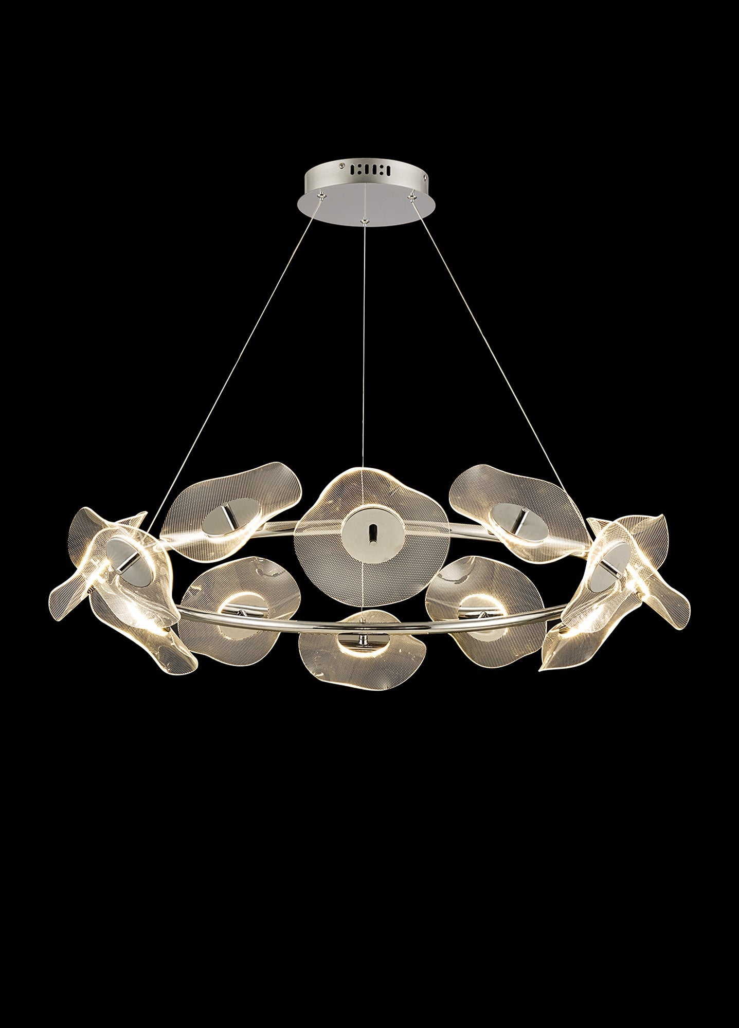 Pisa Ring LED Hanging Light, 8/12 x 6W LED, 4000K ,3700lm, Polished Chrome, 3yrs Warranty
