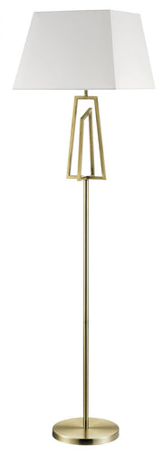 Plaza Classic Floor Lamp Antique Brass & Polished Chrome  c/w Square Shade