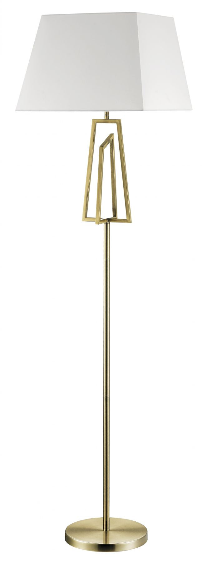 Plaza Classic Floor Lamp Antique Brass & Polished Chrome  c/w Square Shade
