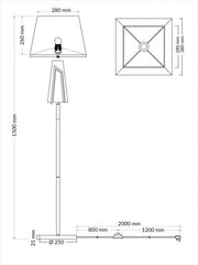 Plaza Classic Floor Lamp Antique Brass & Polished Chrome  c/w Square Shade
