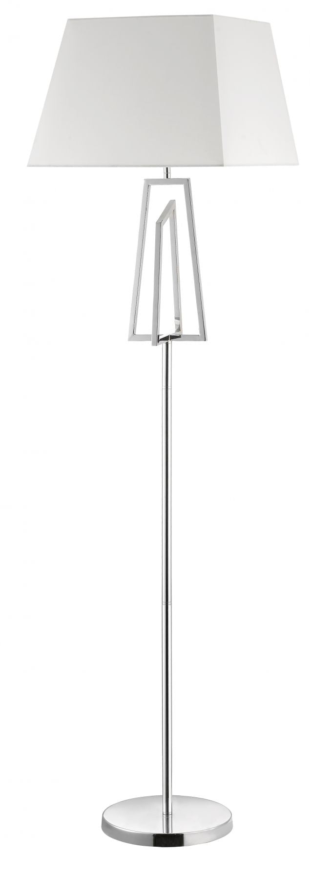 Plaza Classic Floor Lamp Antique Brass & Polished Chrome  c/w Square Shade