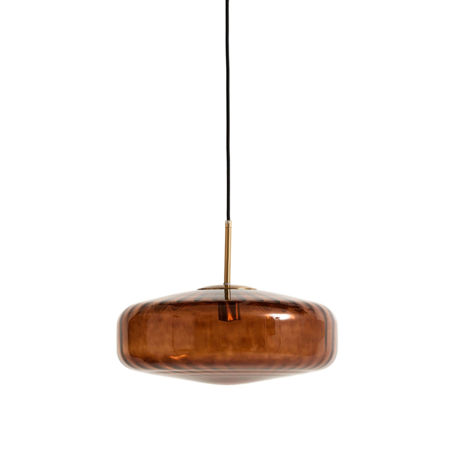 Pleat Hanging Lamp - Gold and Brown Glass