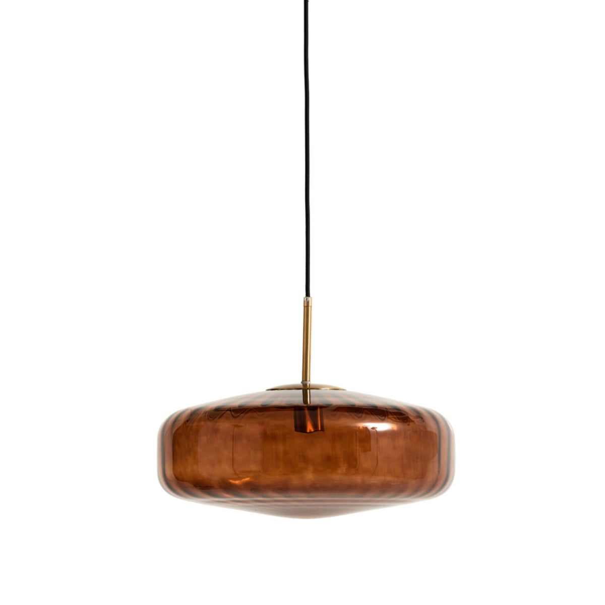 Pleat Hanging Lamp - Gold and Brown Glass