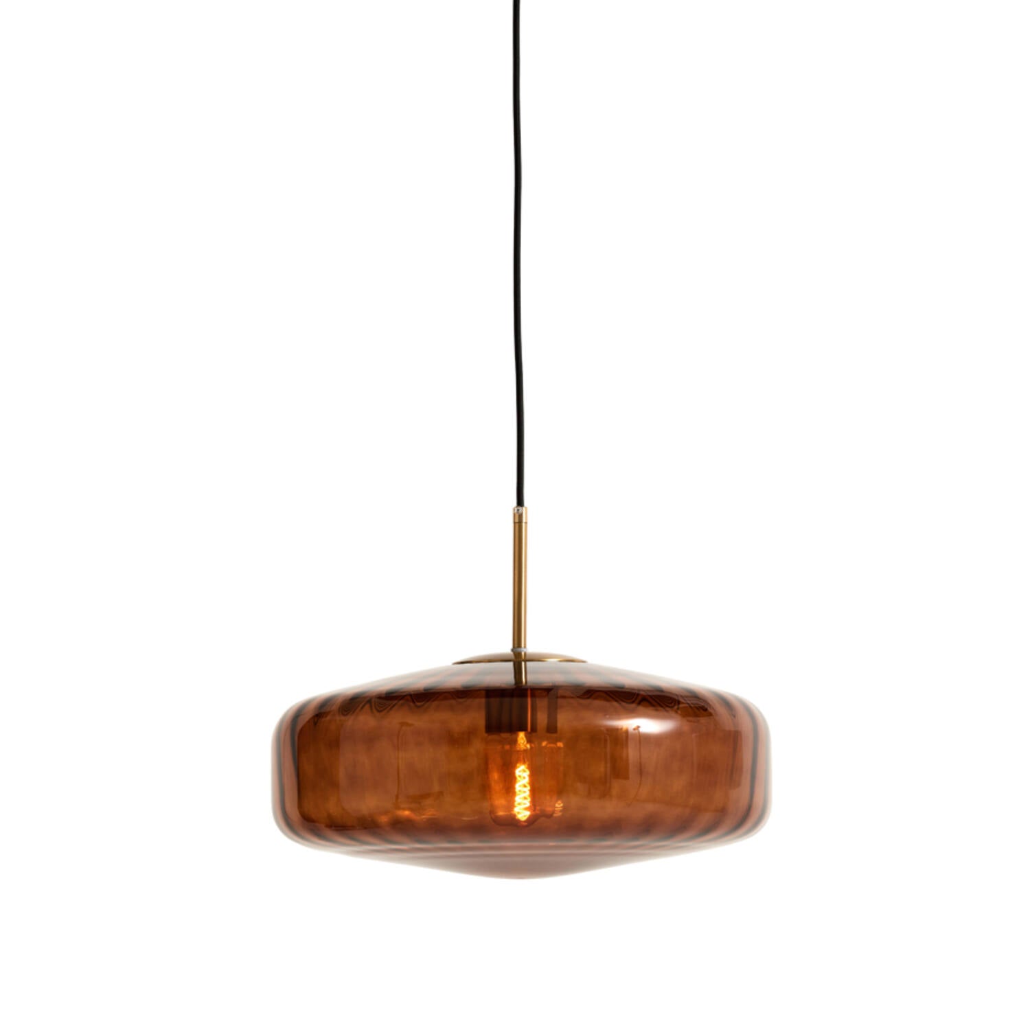 Pleat Hanging Lamp - Gold and Brown Glass
