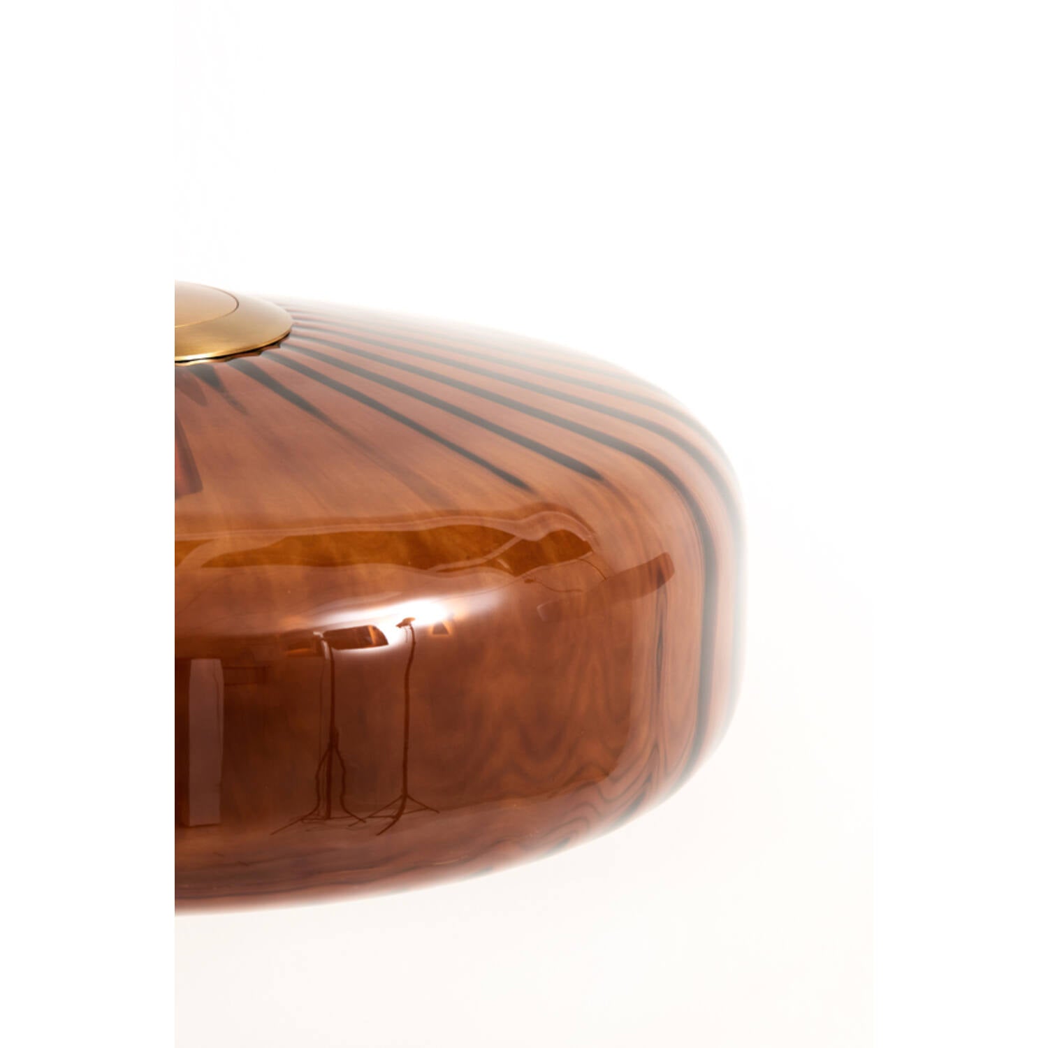 Pleat Hanging Lamp - Gold and Brown Glass