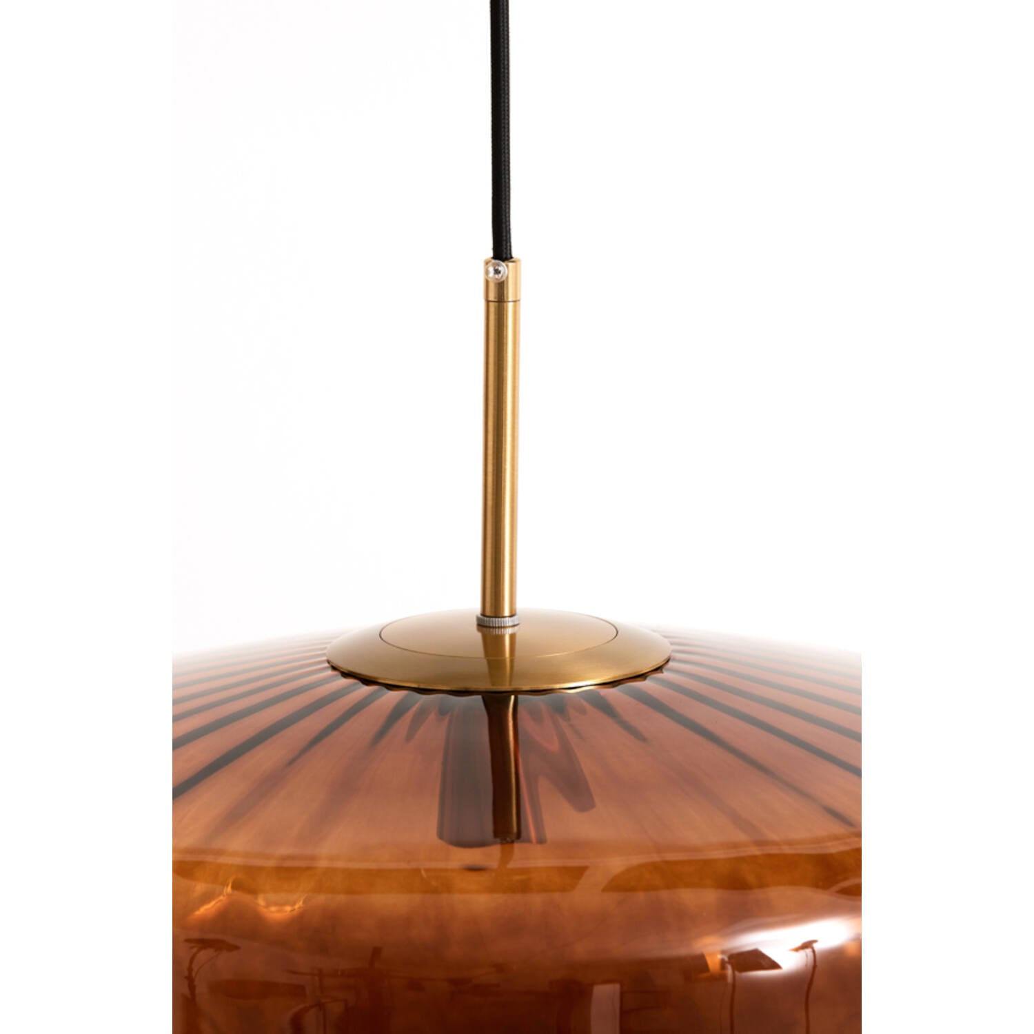 Pleat Hanging Lamp - Gold and Brown Glass