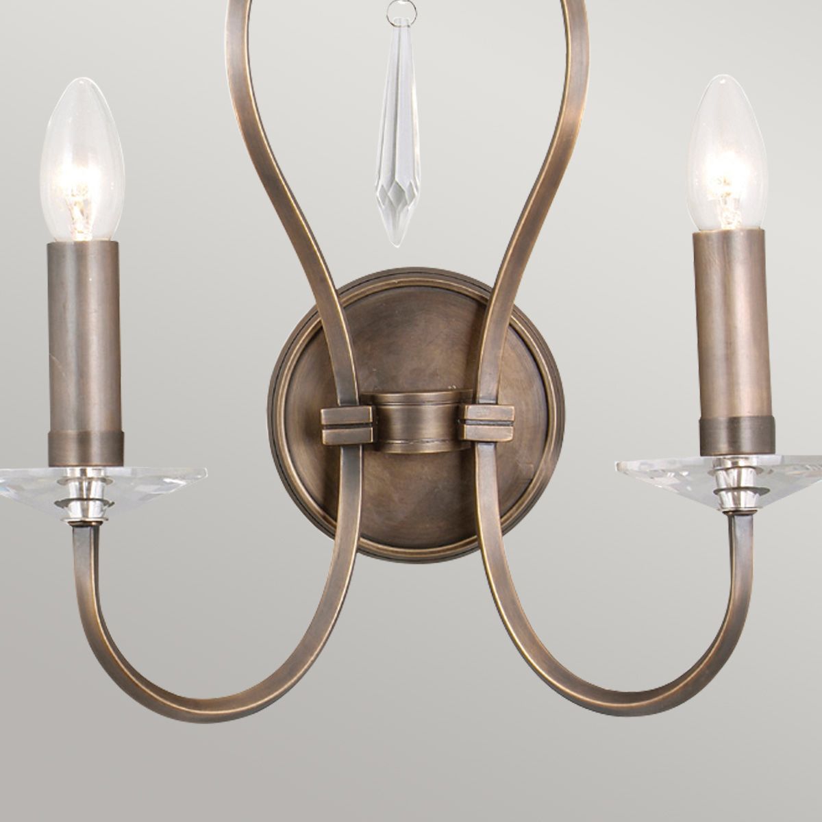 Pimlico 2 Light Wall Light - Dark Bronze/Polished Nickel IP20 E14