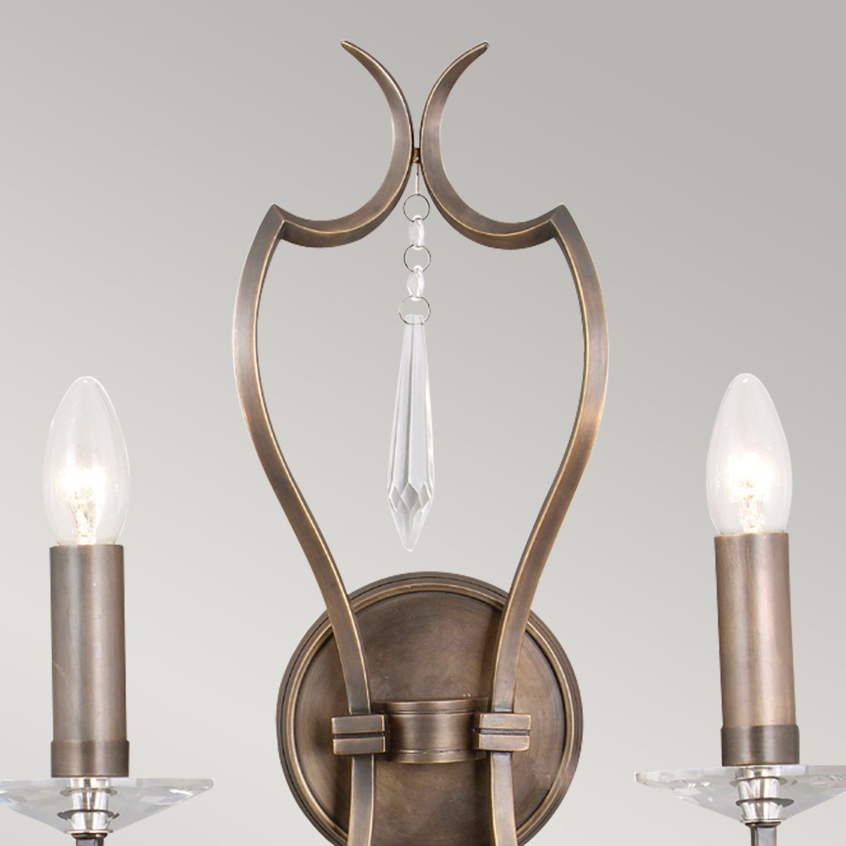 Pimlico 2 Light Wall Light - Dark Bronze/Polished Nickel IP20 E14