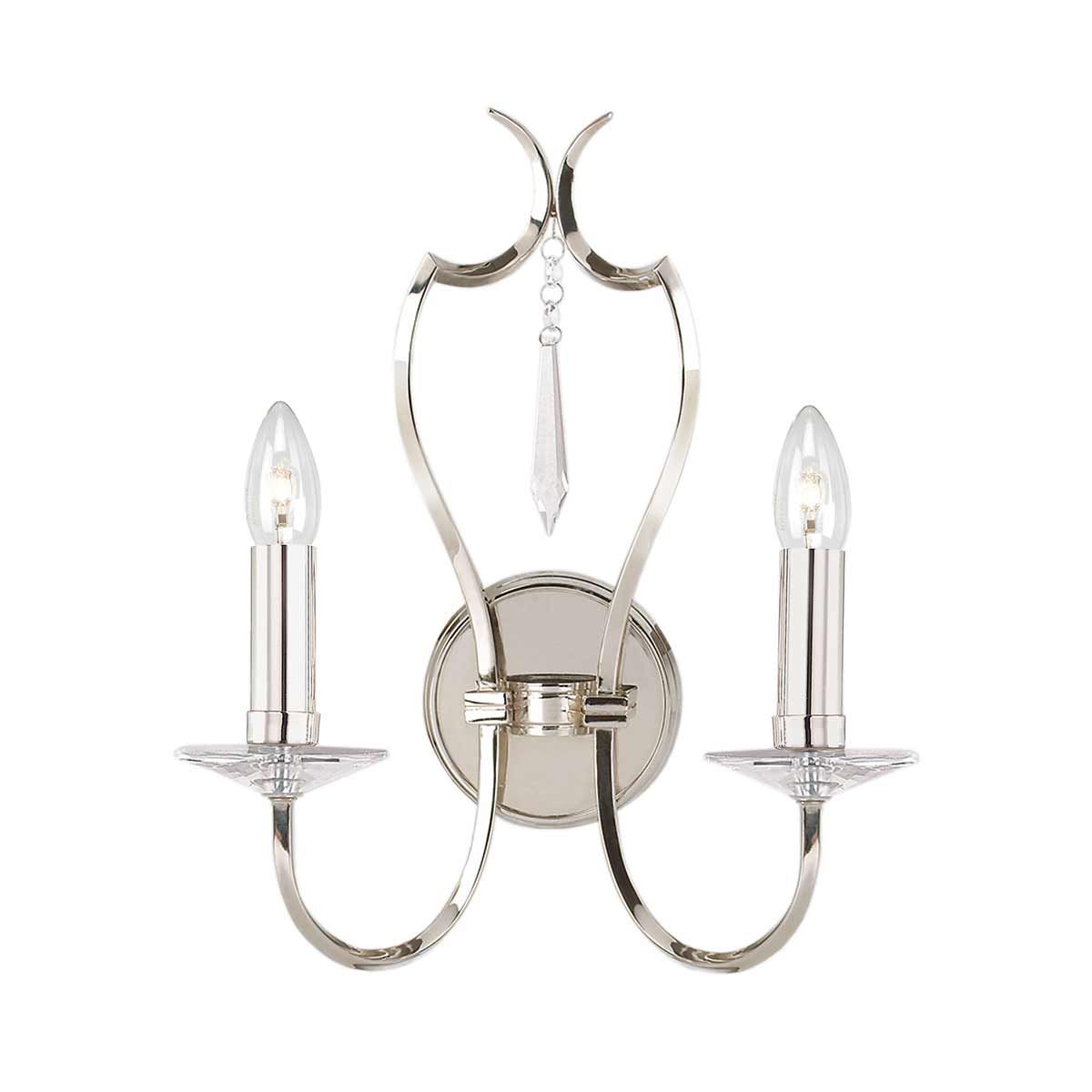 Pimlico 2 Light Wall Light - Dark Bronze/Polished Nickel IP20 E14