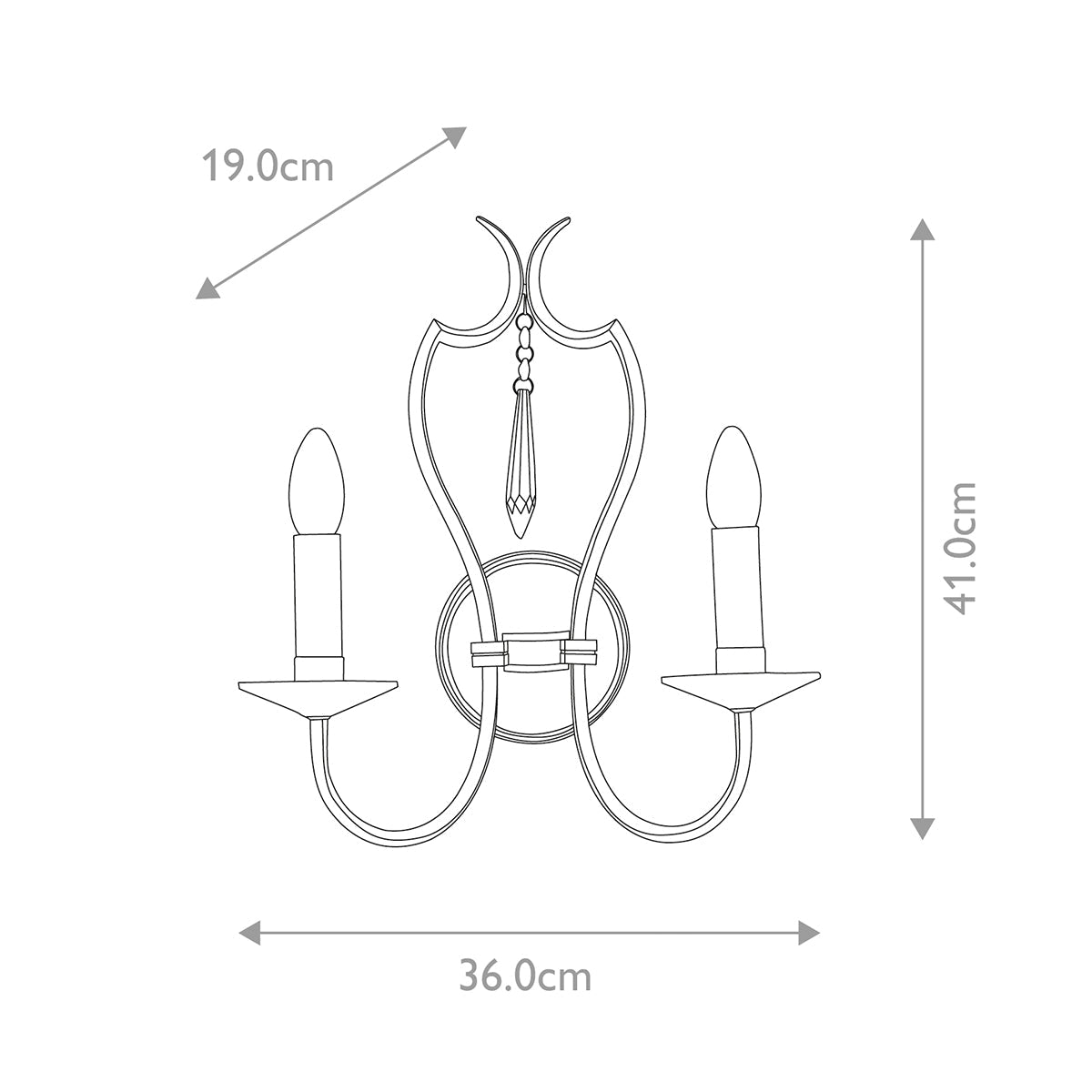 Pimlico 2 Light Wall Light - Dark Bronze/Polished Nickel IP20 E14