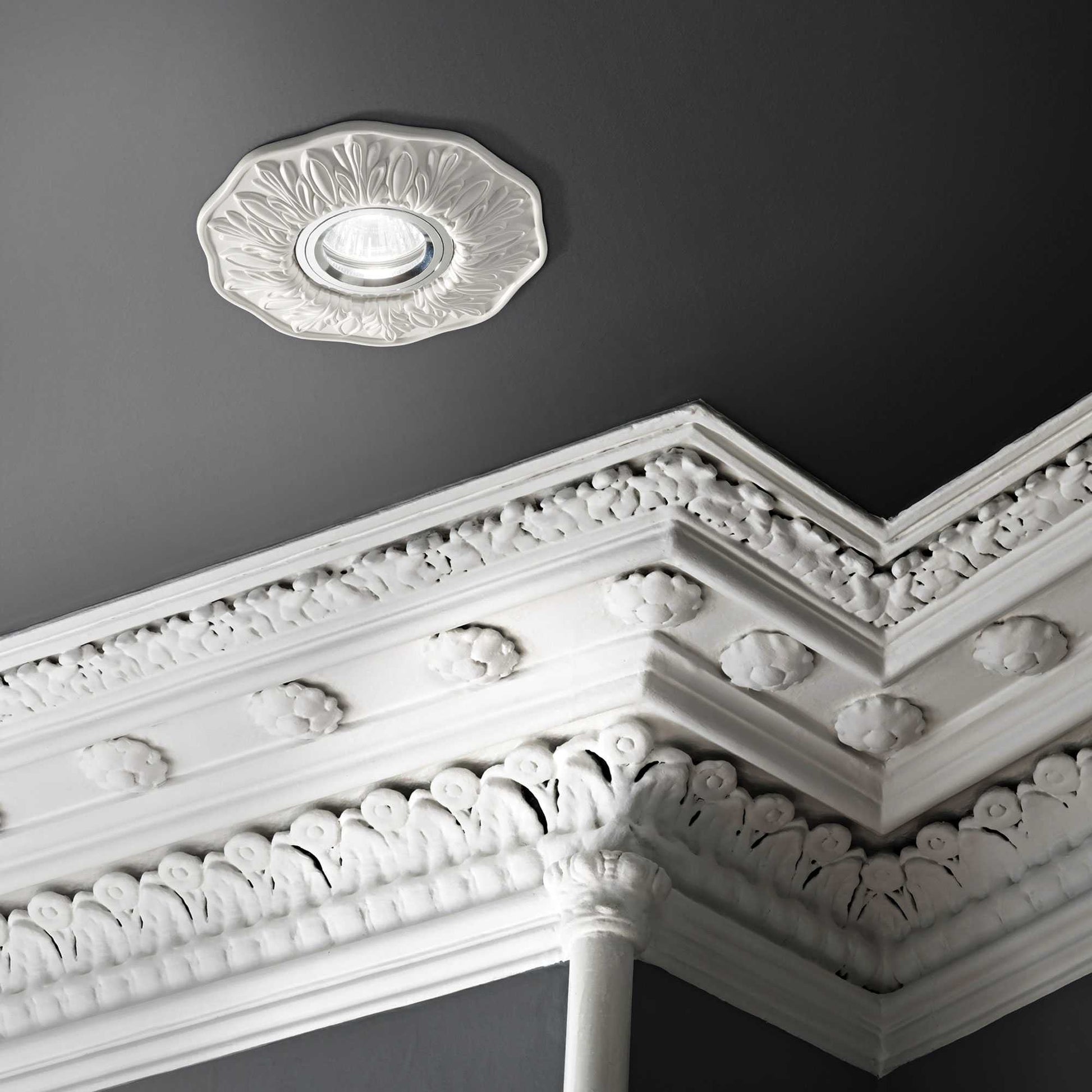 Polka Recessed Ceiling Light Fitting - White/Burnish/Brass Finish - Cusack Lighting