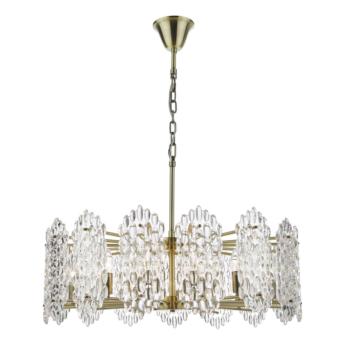 Porthos 15Lt Crystal Ceiling Light - Antique Brass & Crystal IP20