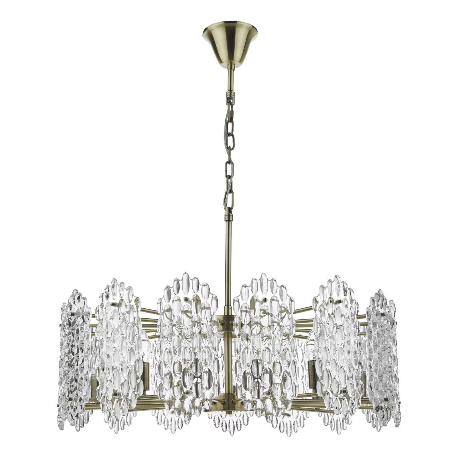 Porthos 15Lt Crystal Ceiling Light - Antique Brass & Crystal IP20