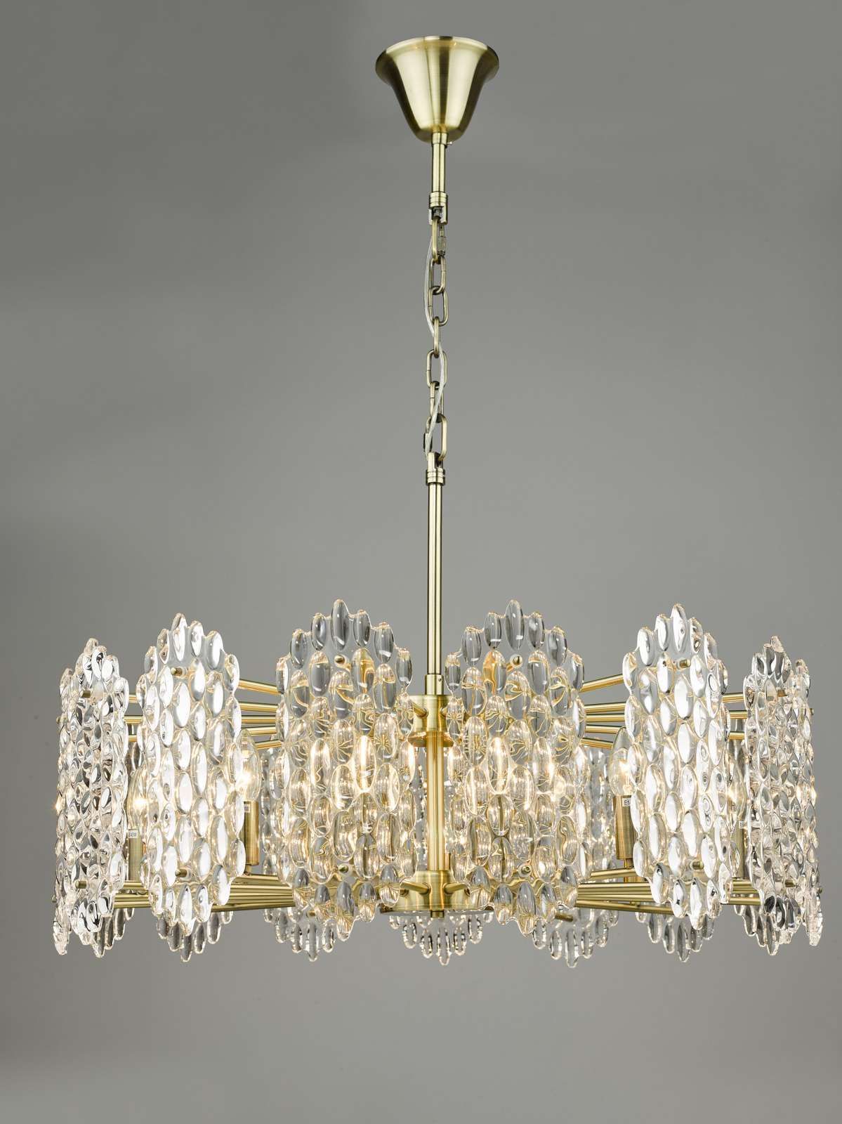 Porthos 15Lt Crystal Ceiling Light - Antique Brass & Crystal IP20