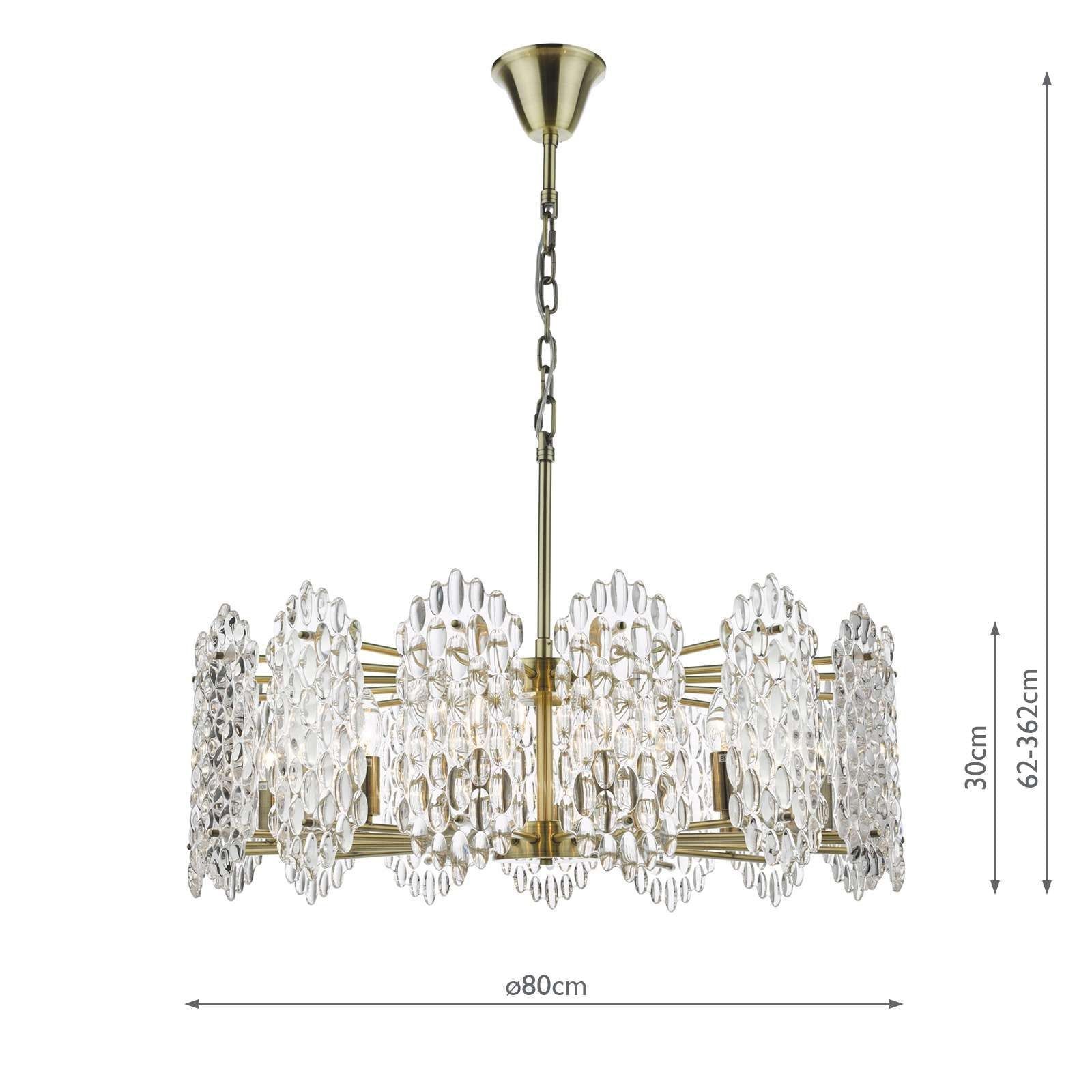 Porthos 15Lt Crystal Ceiling Light - Antique Brass & Crystal IP20