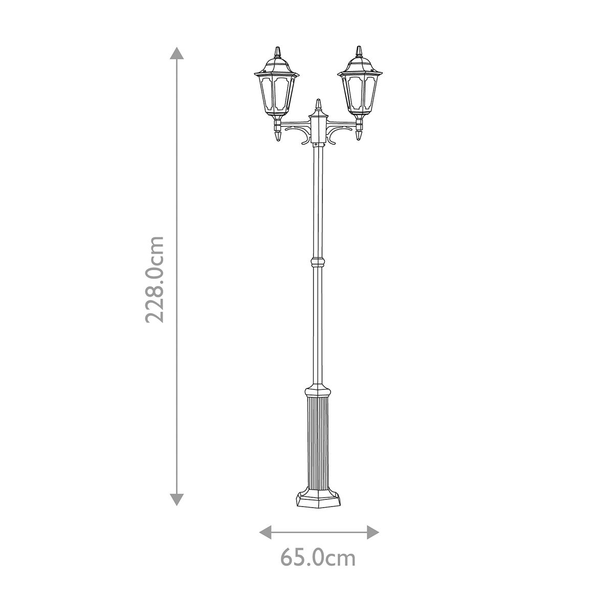 Parish 1/2Lt Lamp Post - Black IP44  E27