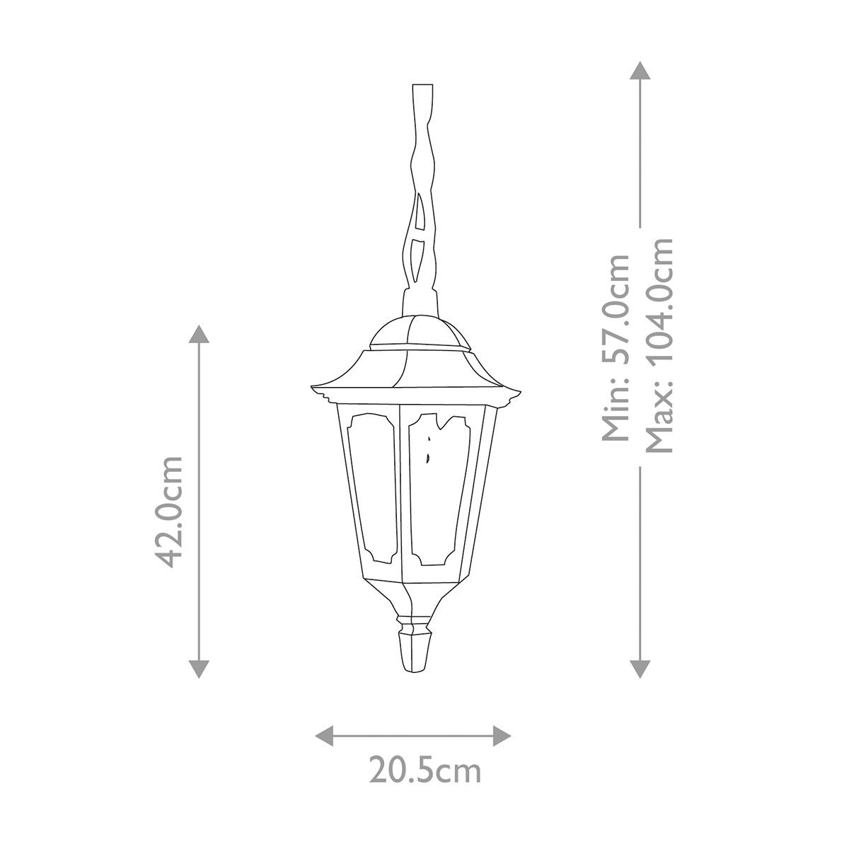 Parish 1 Medium/Large Light Chain Lantern - Black IP44 E27