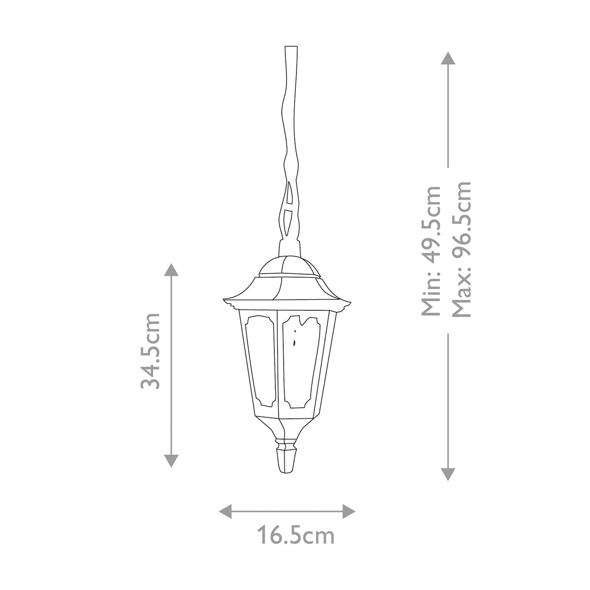 Parish 1 Medium/Large Light Chain Lantern - Black IP44 E27