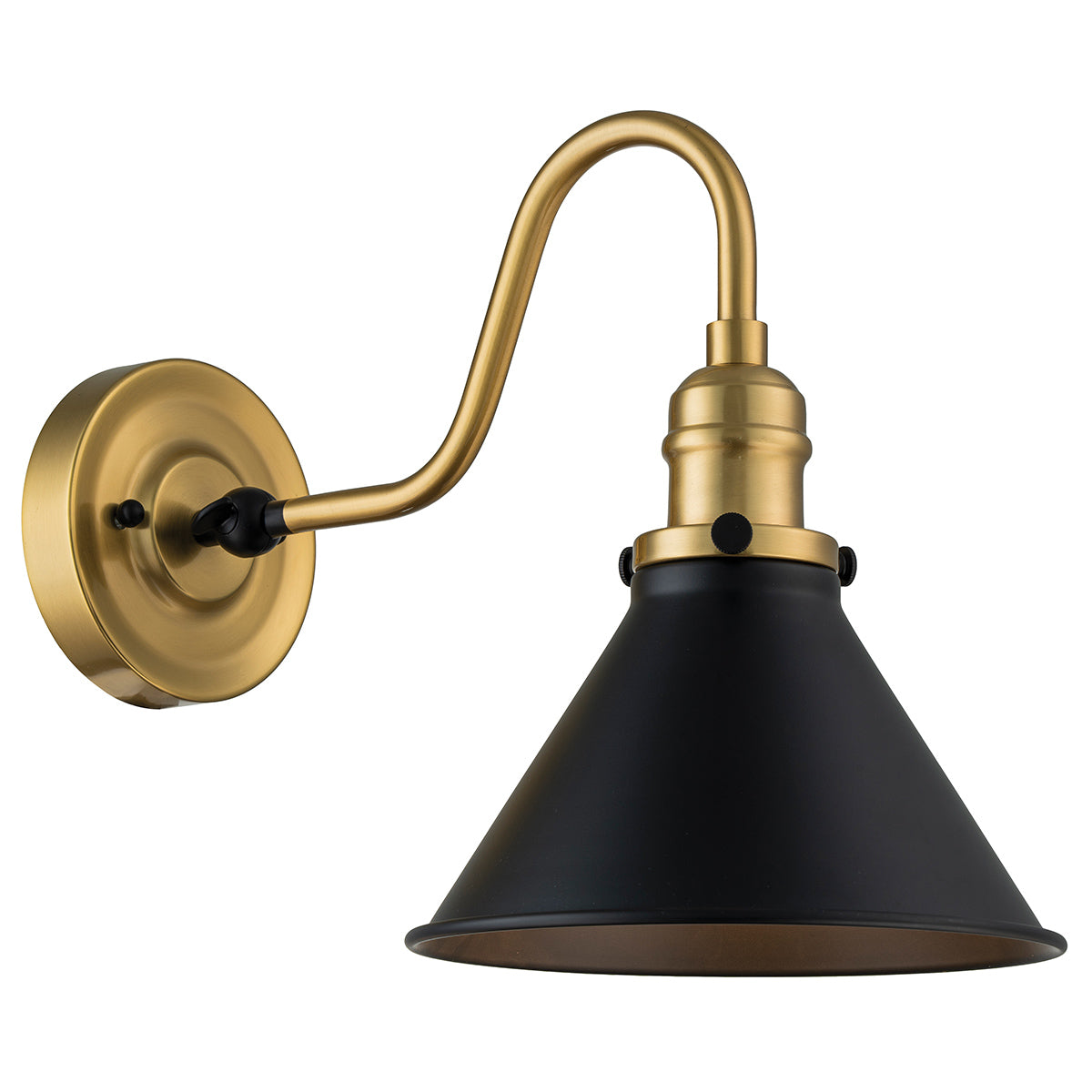 Provence 1 Light Wall Light - Aged Brass &amp; Matte Black E27