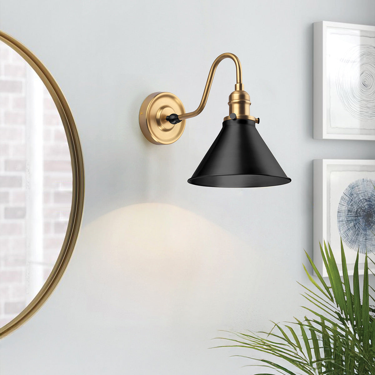 Provence 1 Light Wall Light - Aged Brass &amp; Matte Black E27