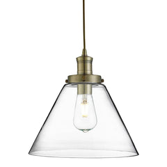 Pyramid Pendant Ceiling Light - Antique Brass & Clear Finish IP20