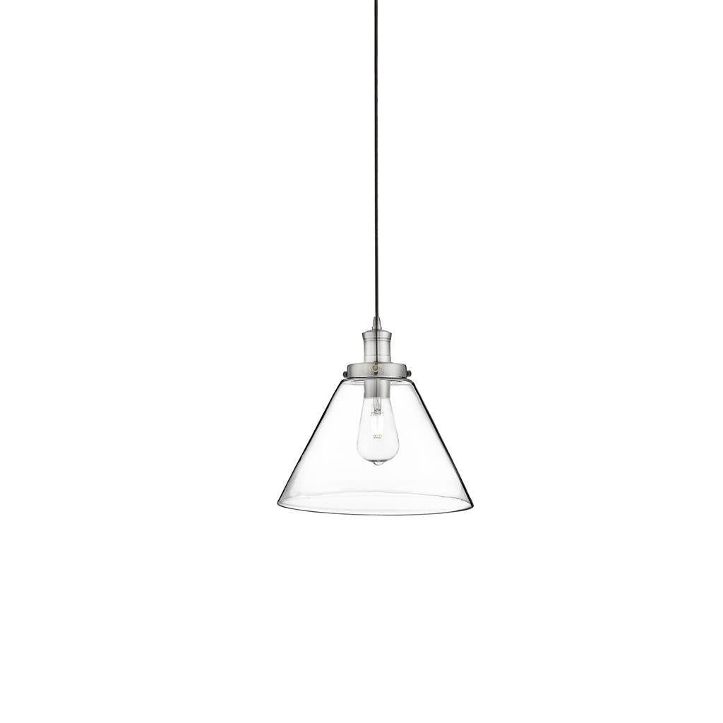 Pyramid Pendant Ceiling Light - Satin Silver & Clear Finish IP20