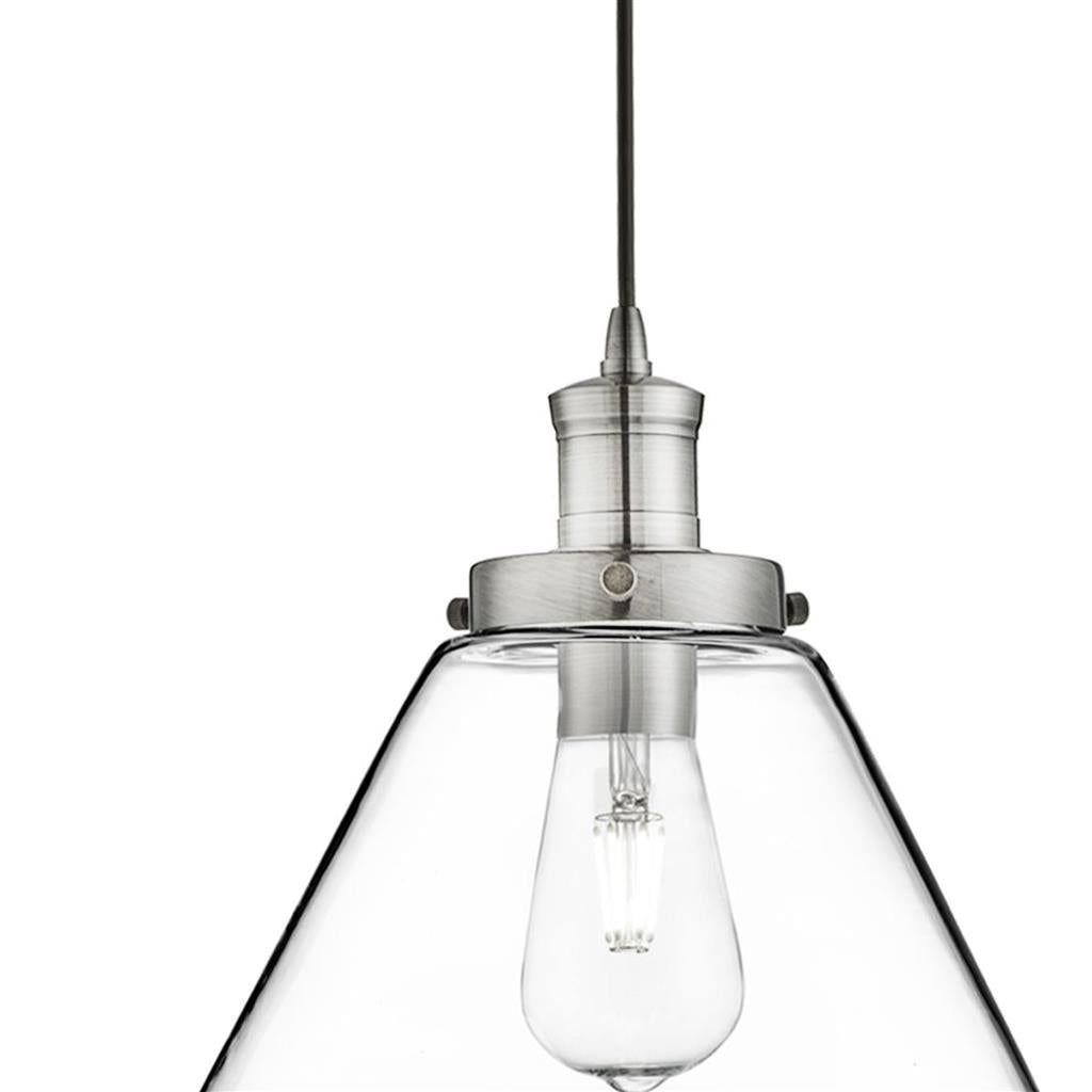 Pyramid Pendant Ceiling Light - Satin Silver & Clear Finish IP20