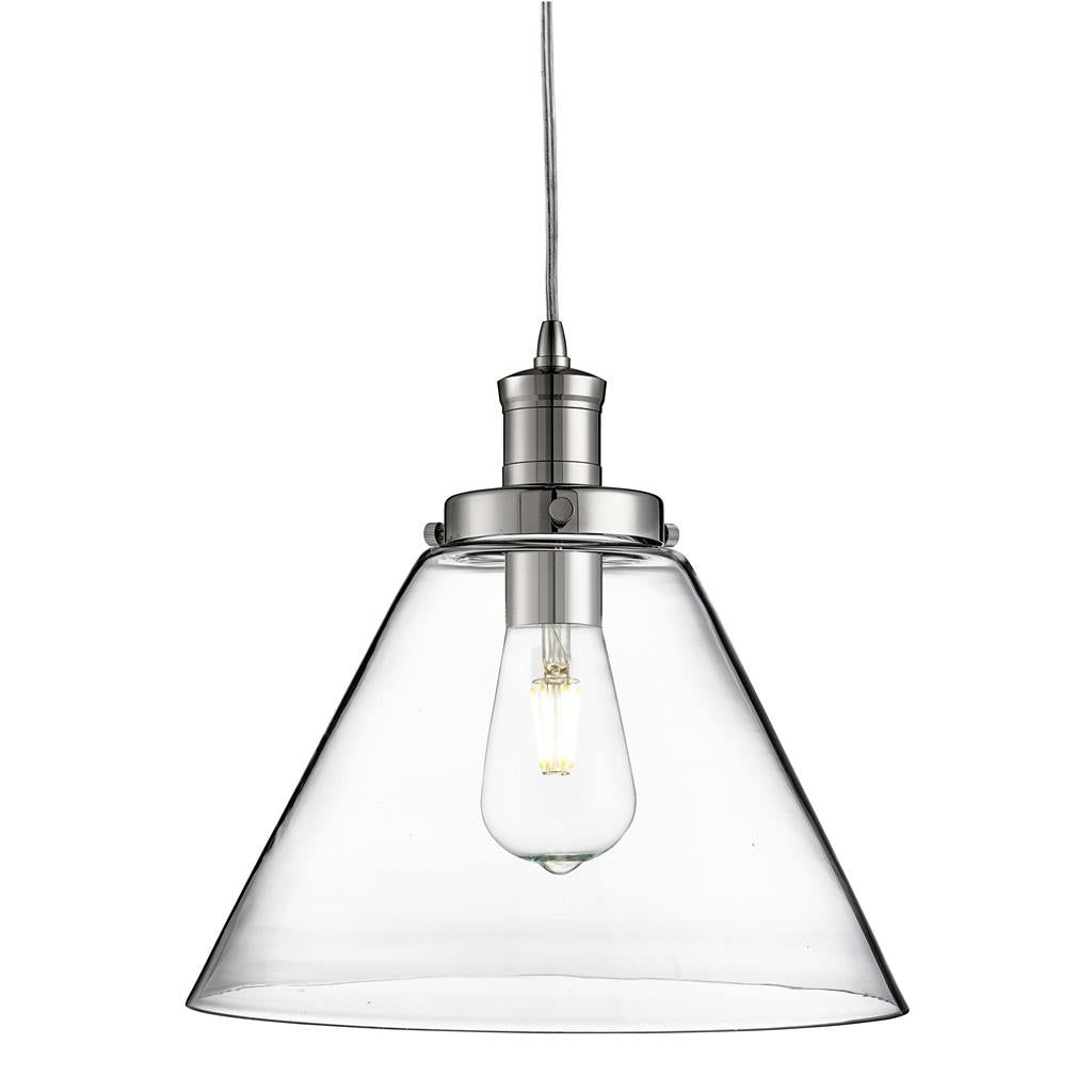 Pyramid Pendant Ceiling Light - Chrome & Clear Finish IP20