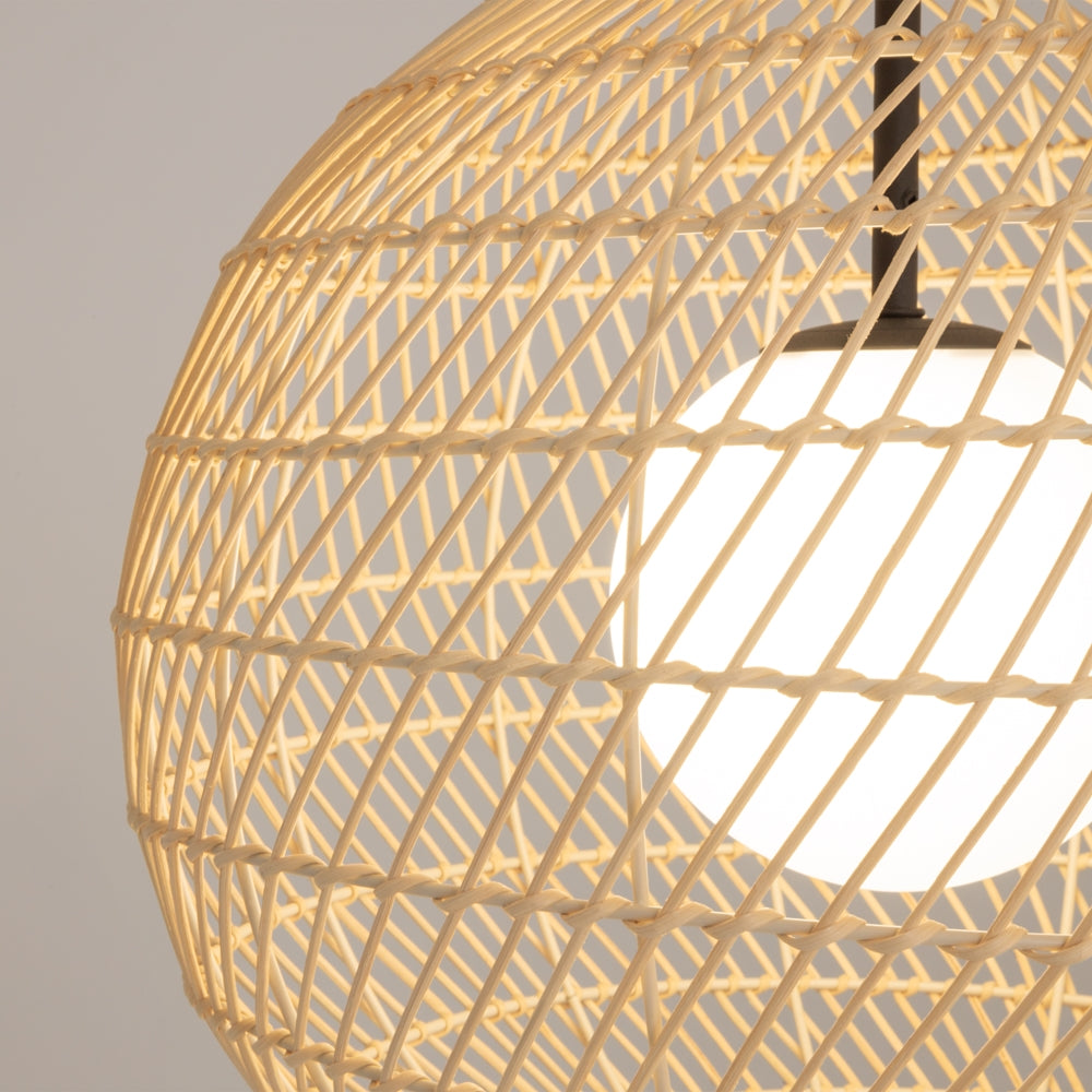 Cane Pendant Light- Black/ Beige Finish