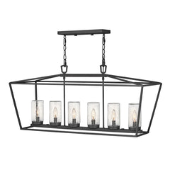 Alford Place 6 Light Outdoor Linear Pendant - Museum Black IP44 E14