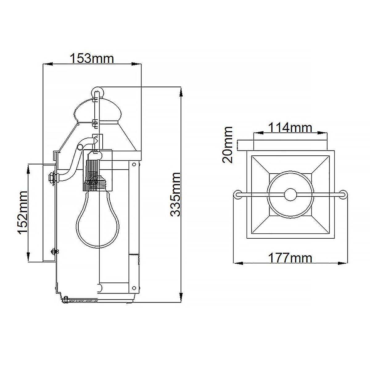 Anchorage 1/2Lt Wall Lantern - Aged Zinc E27 IP44