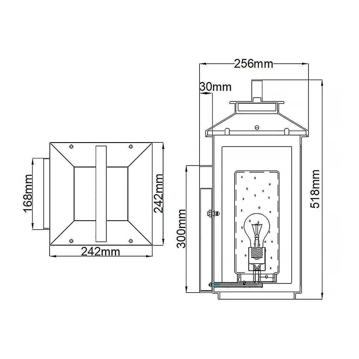 Atwater 1 Light Small/Medium/Large Wall Lantern - Black E27 IP44