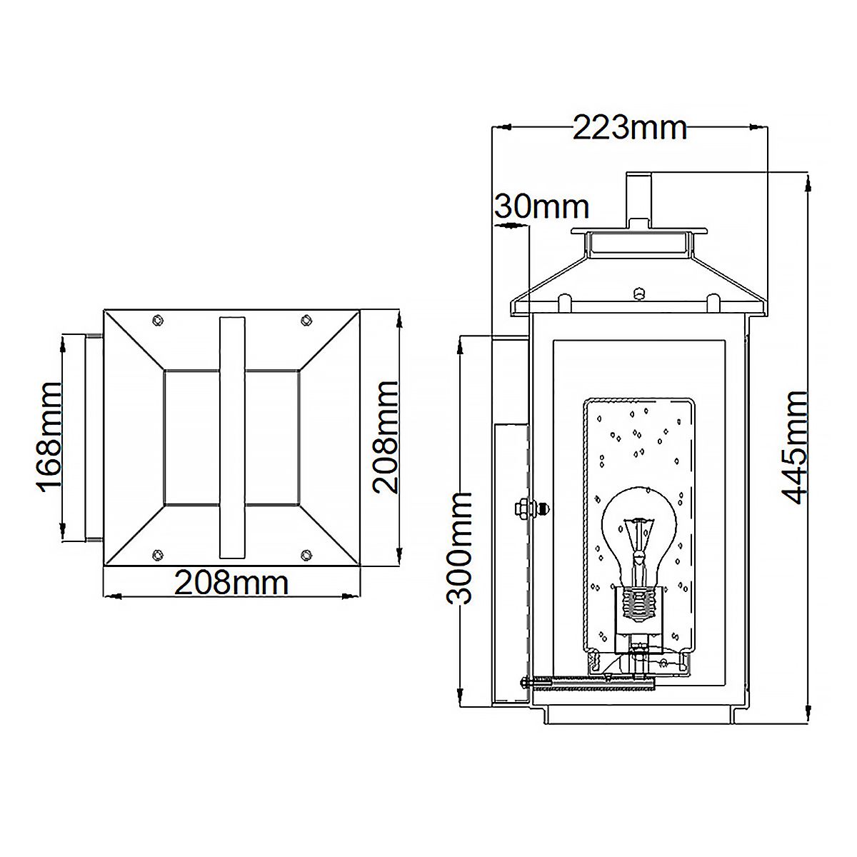 Atwater 1 Light Small/Medium/Large Wall Lantern - Black E27 IP44